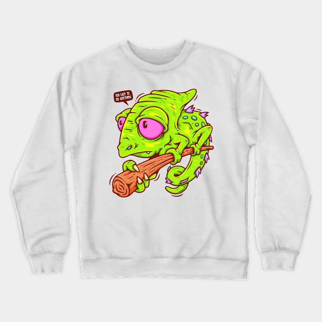 Sad Chameleon Crewneck Sweatshirt by Mako Design 